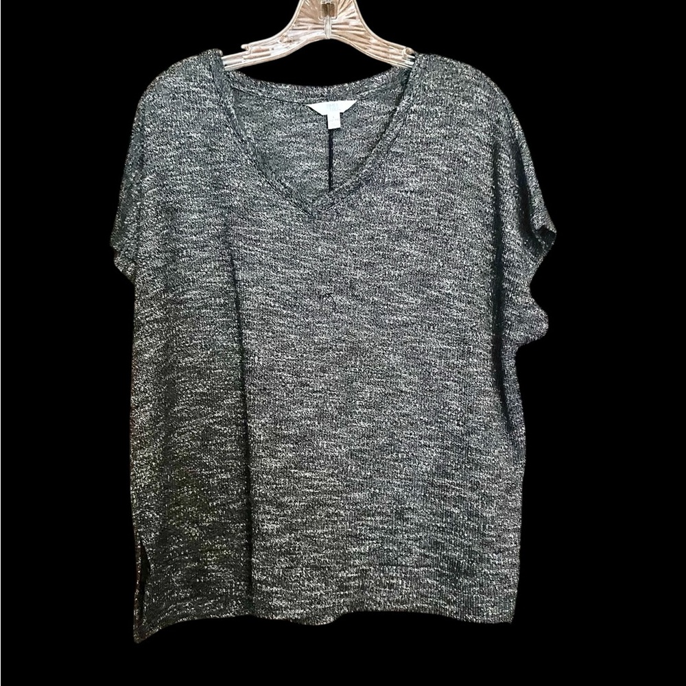 Tried and True Charcoal Short Sleeve Knit Top Sz L
